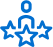 Person surrounded by three stars icon